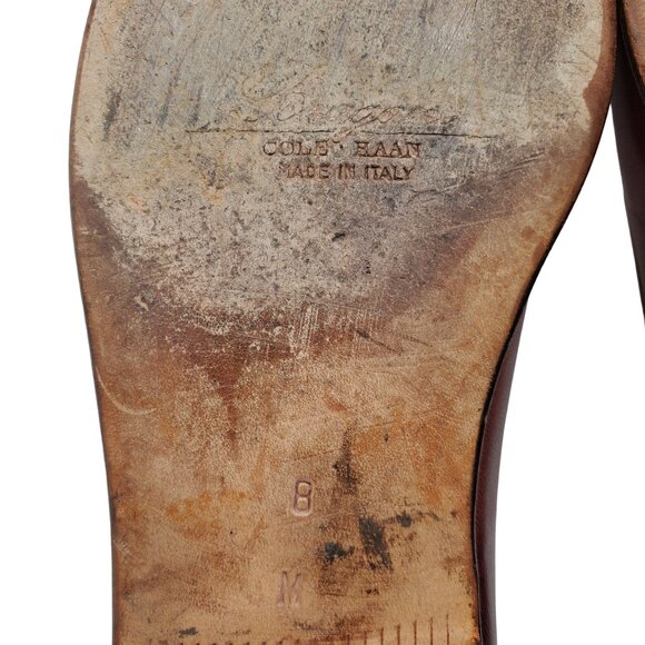 Vintage Bragano Cole Haan Italy Men 8M Brown Calfskin Classic Loafers Dress Shoe - Picture 12 of 13